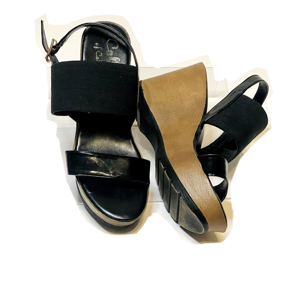 Callisto of California James Wedge black sandals Y2K size 9.5